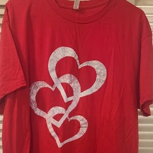 Red T-Shirt with White Heart Design